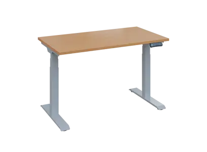 Fleximax 27-12 výškově nastavitelný stůl, kovová podnož stříbrná, deska 25 mm, široký 1200 mm, buk royal